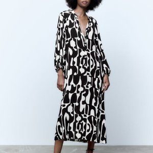 ZARA PRINTED MIDI DRESS